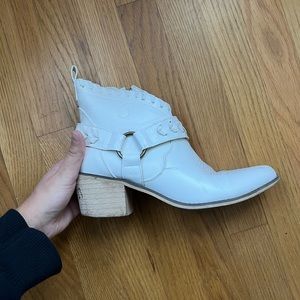 White ankle cowgirl booties